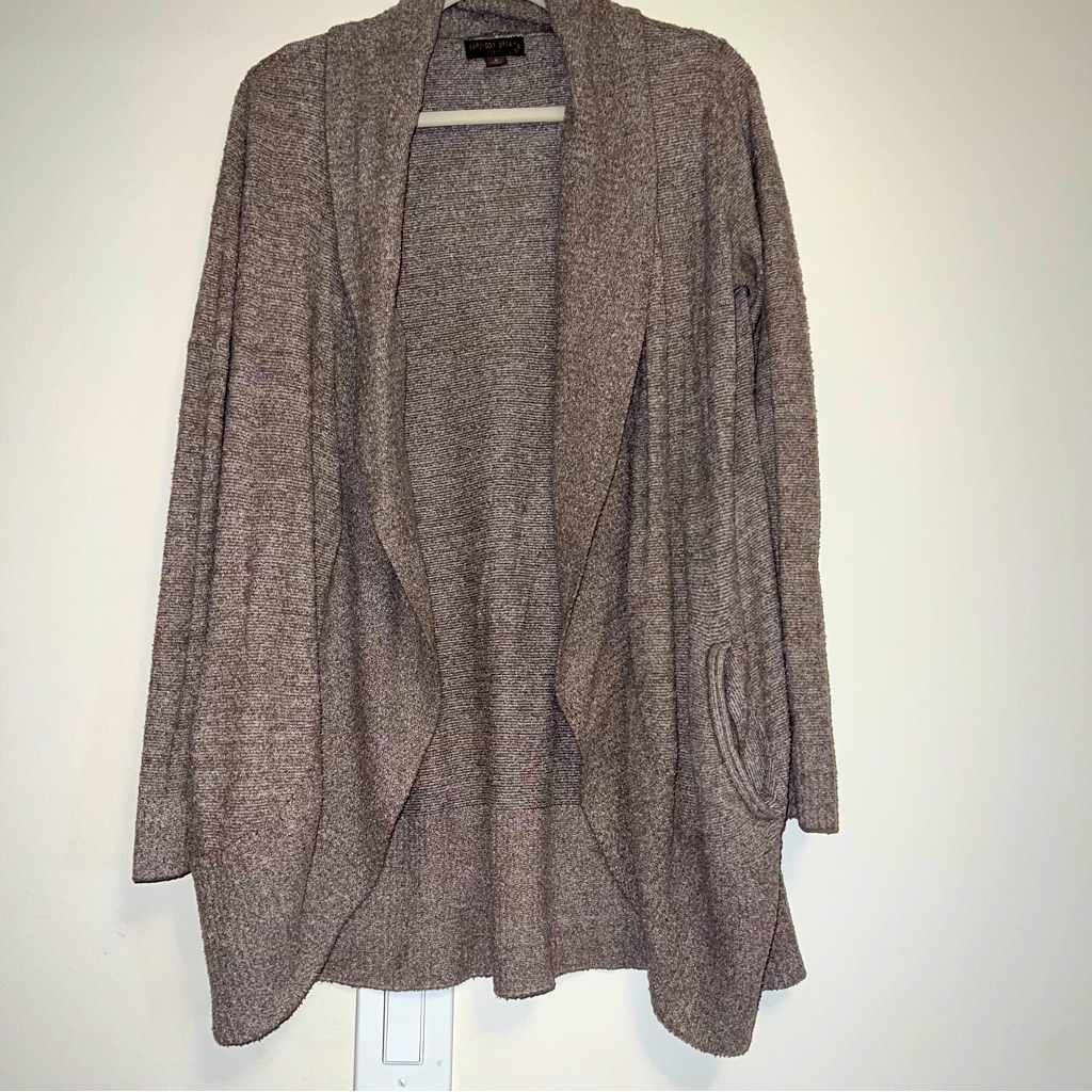 Barefoot Dreams Cozychic Lite Circle Cardi Women's M Beige Tan Soft Warm Cozy